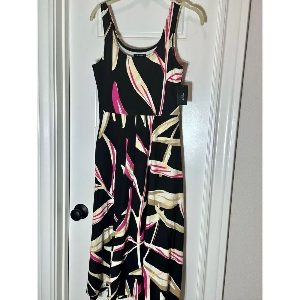 Alfani NWT size Med Petite black floral midi dress
